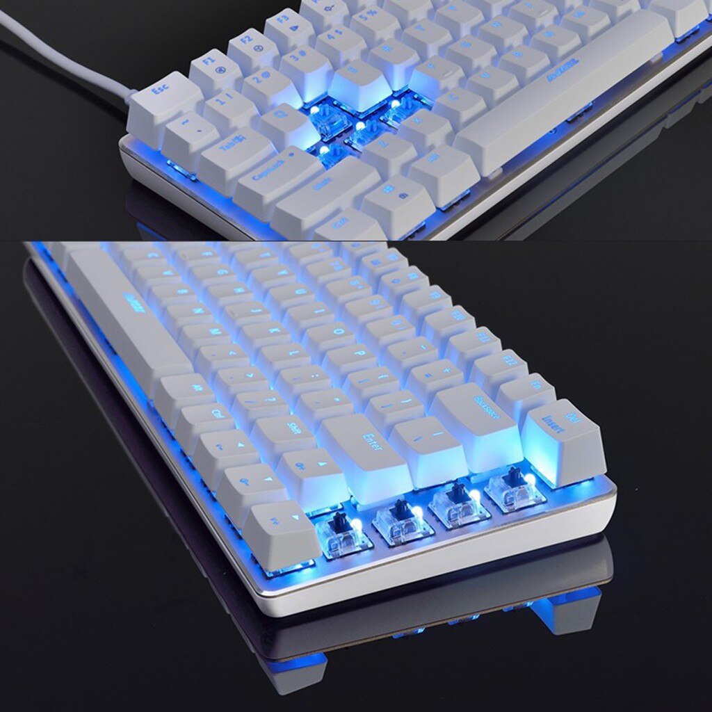 AK33 podświetlana Usb przewodowa mechaniczna klawiatura gamingowa niebieskie czarne przełączniki na biuro, USB przewodowy podświetlany diodami LED Axis Gaming Mechanical