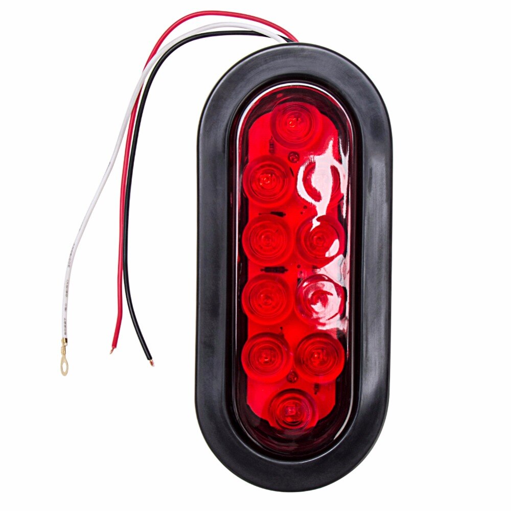 2 pcs Trailer Truck LED Sealed RED 6" Oval Stop/Turn/Tail Light Marine Waterproof