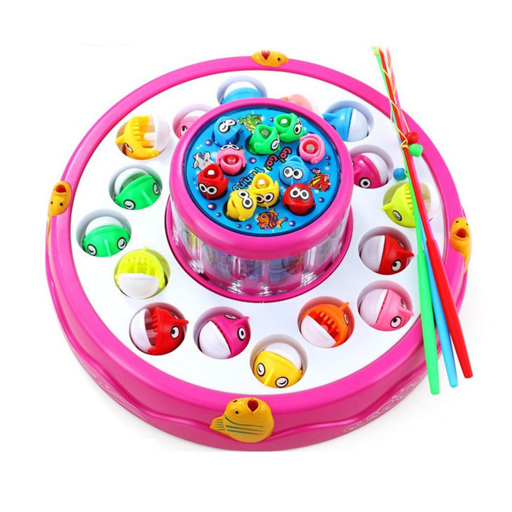 Juego de pesca giratorio Musical para niños, juguetes deportivos para el aire libre, con forma de concha de doble capa: Double Flash Pink