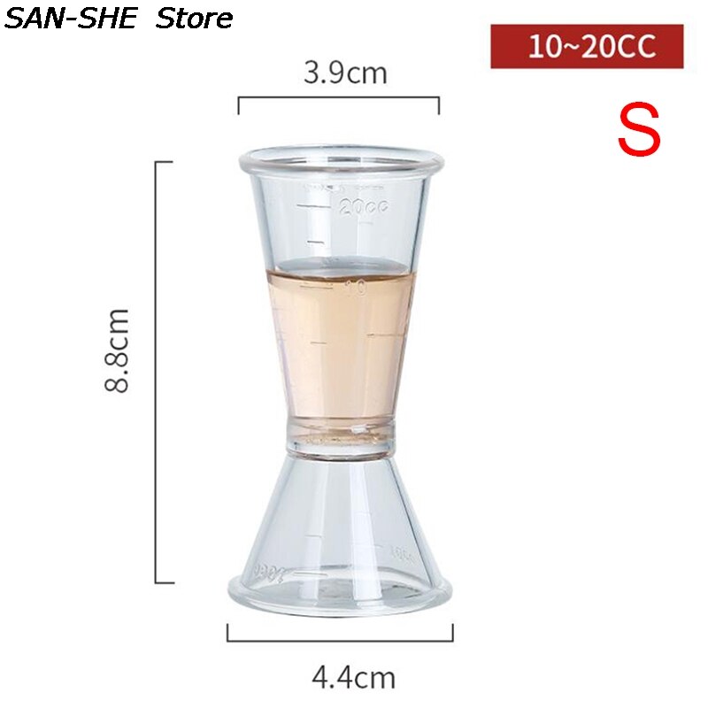 1Pcs Dubbele Clear Jigger Onskop Plastic Hars Melk Thee Koffie Mengen Oz Schaal Maatbeker Thuis Bar Geldt: S