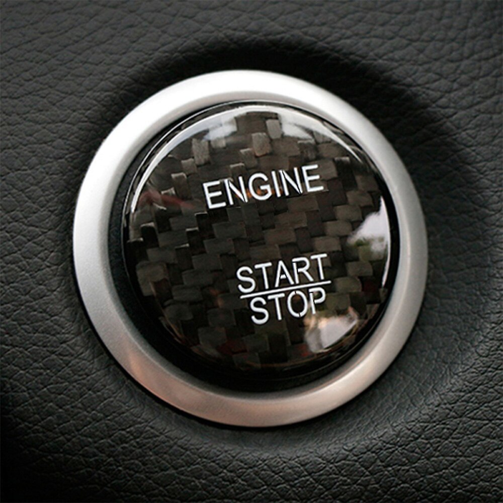 Kulfiber bilmotor start stop knap dekorativt klistermærke cover til mercedes benz ce  w176 w246 w205 c117 glc  x253 amg ml gle