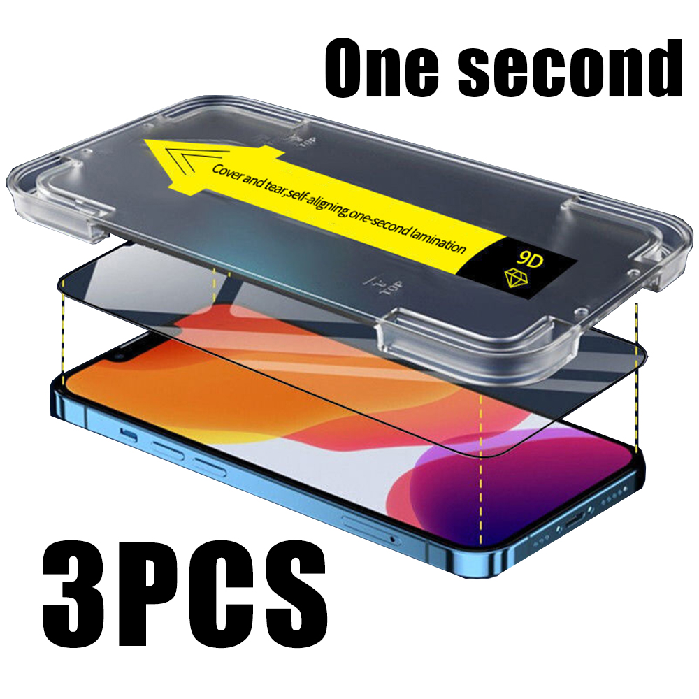 3Stck Automatische Ausrichtung Schutz Film iPhone 14 13 12 11 Profi Max Für iPhone X XR Xs Max 8 7 14 Plus 13 12 Mini Glas