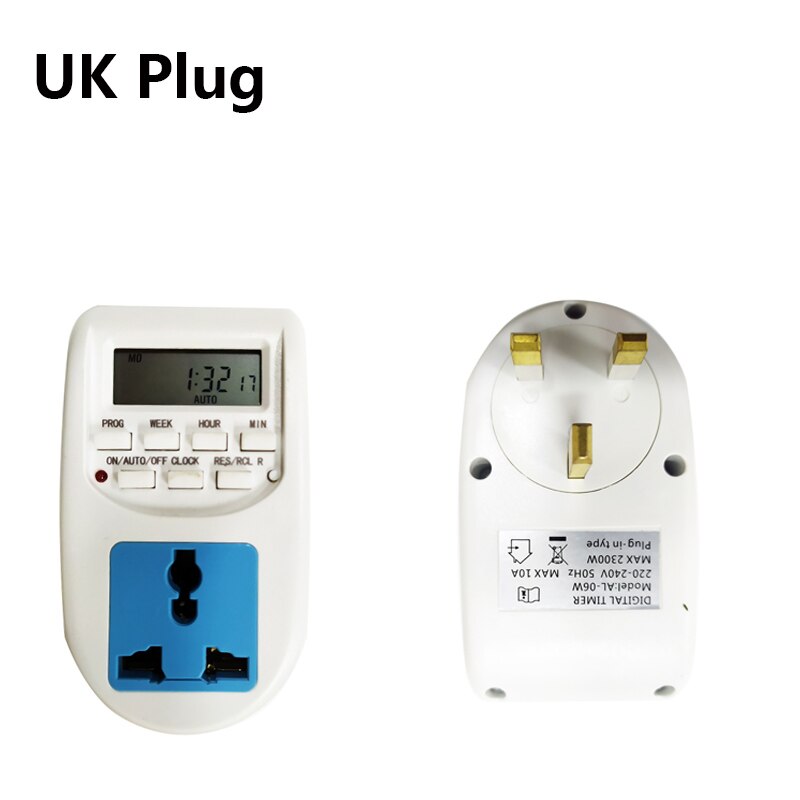 Elektronisk digital timer strömbrytare eu fr br kontakt kökstimer uttag kontakt kökstimer uttag programmerbar tidsuttag 220v: Uk-kontakt