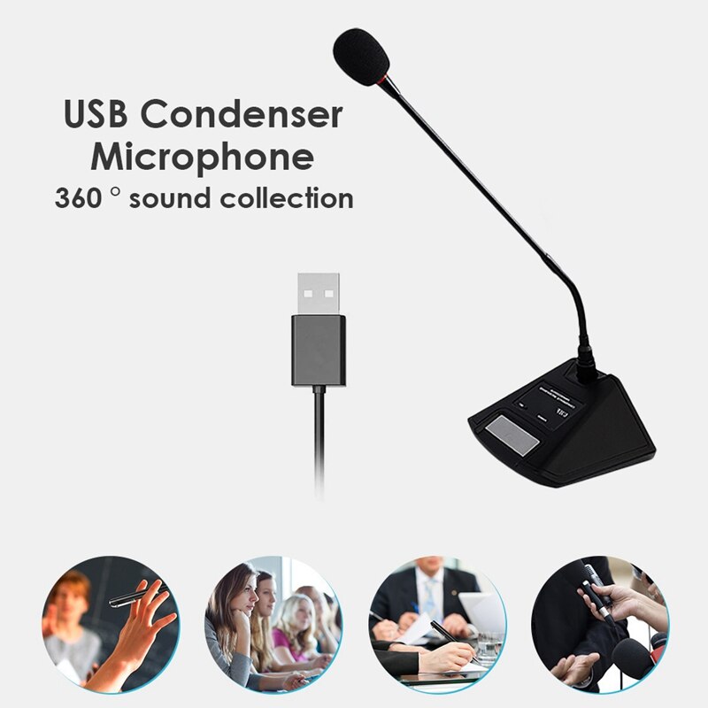 Wireless Microphone Desktop Gooseneck Condenser Microphone for Computer Teaching Conference Room