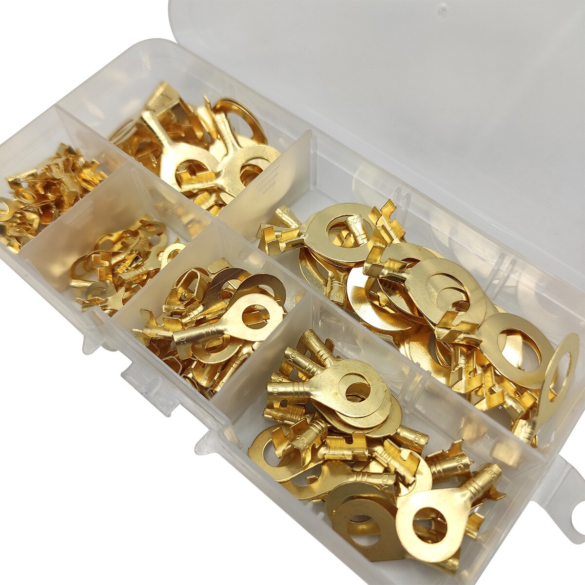 150PCS M3/ M4 M5 M6 M8 M10 Ring Lugs Ring Eyes Copper Crimp Terminals Cable Lug Wire Connector Non-insulated Assortment Kit