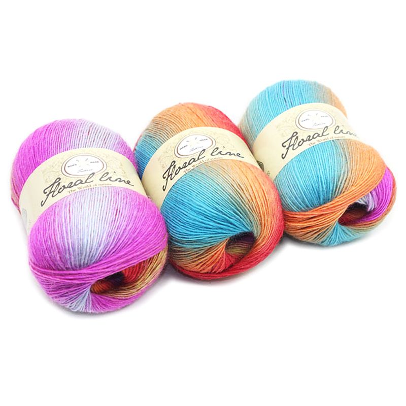 Soft Worsted Yarn Rainbow Gradient Colors DIY Baby Knitting Wool Shawl Scarf Crochet Thread Supplies: 17