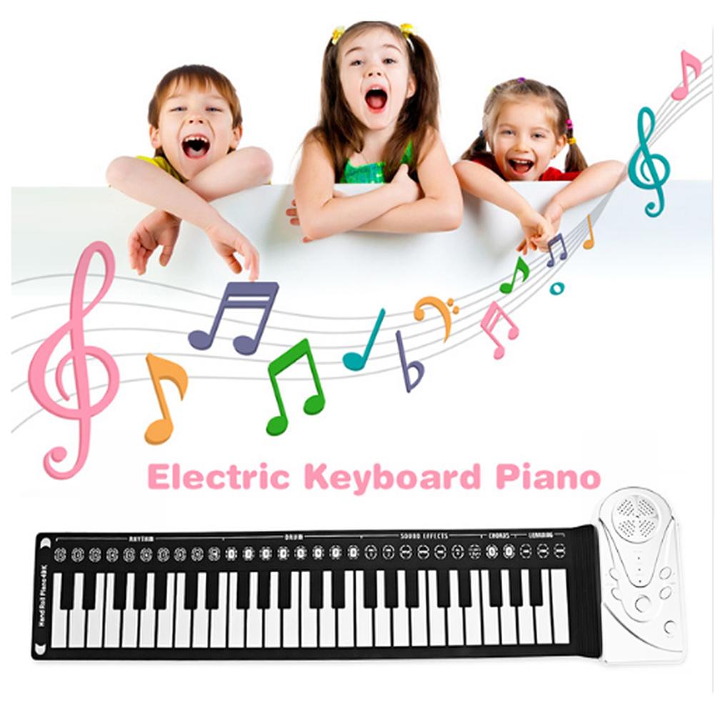 Portable 49 Keys Flexible Roll Up Piano Folding Silicone Electronic Keyboard for Children Student Early Learning Education