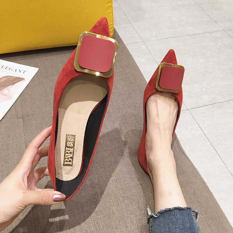 Forår efterår flats firkantet tå frisk farve kontor dame weekend sko slip on loafers kvinder flad hæl køresko