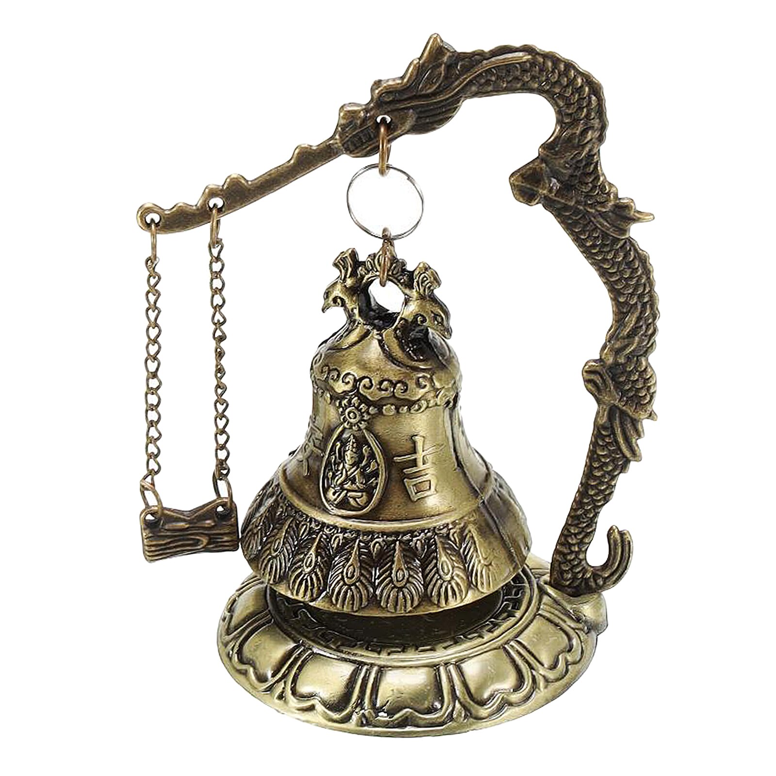Bouddha chinois Dragon Fengshui cloche asiatique Oriental Zen Art Tibet pour la maison bureau décor bénédiction décoration: Peacock