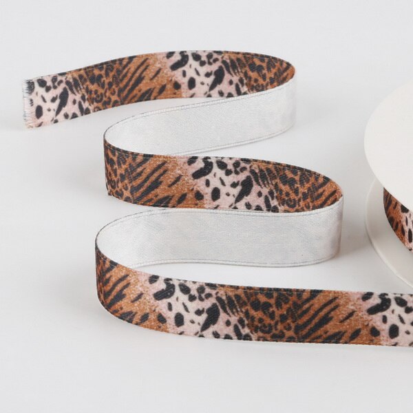 Snake Skin & Leopard pattern printed Poly Cotton ribbon for Party Home Wedding Decor Wrapping Garment Accessories: 1.5cm Orange Red
