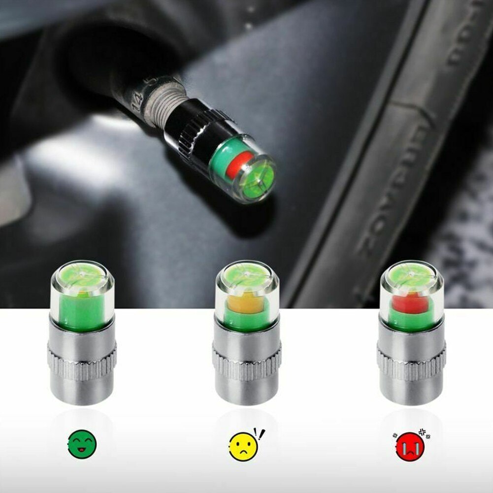 4pcs Car Tire Pressure Gauge Indicator Alert Monitoring Valve Cap Sensor Tire Pressure Indicator External Valve Detection Cap