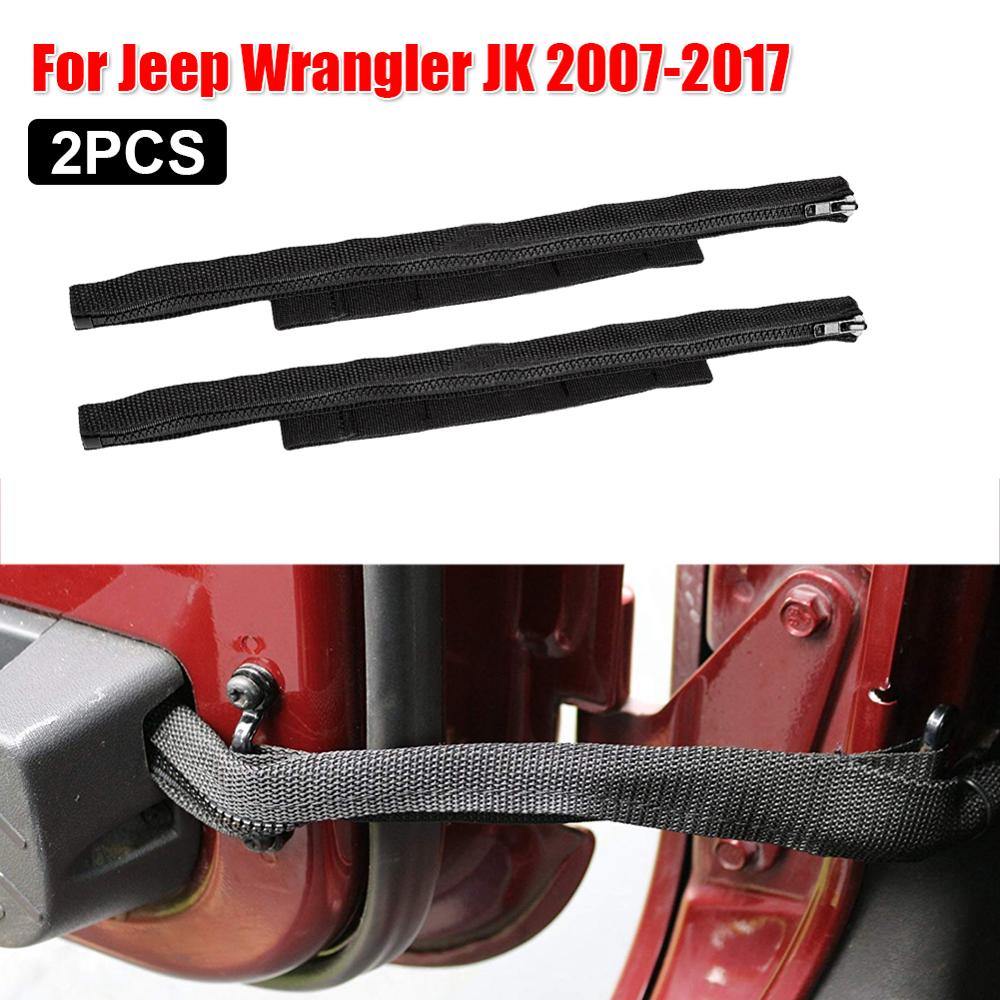 2 stk sorte dørbegrænsende stropper ledningsbeskyttende sele til jeep wrangler  jk 2007-17 modifikationsdele
