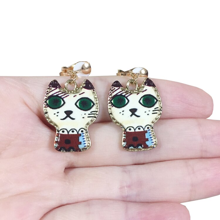 Clip On Earrings Kids Cute Cartoon Animal Cat Ear No Piercing Ear Rings For Children Jewelry Korean Ear Clip For Girls