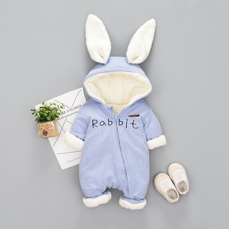 Newborn Winter Bodysuit Toddler Overalls Kids Thicken Warm Outerwear Coat For Baby Boys Girl 3M 6M 9M 12M Snow Wear: light blue-2 / 12M