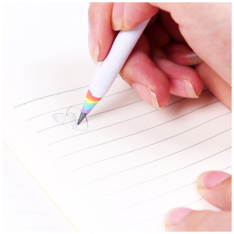 Lápices de madera de arcoíris para niños, material escolar lápiz de papelería con gradiente Kawaii cilíndrico para estudiantes, 5 unidades, 44