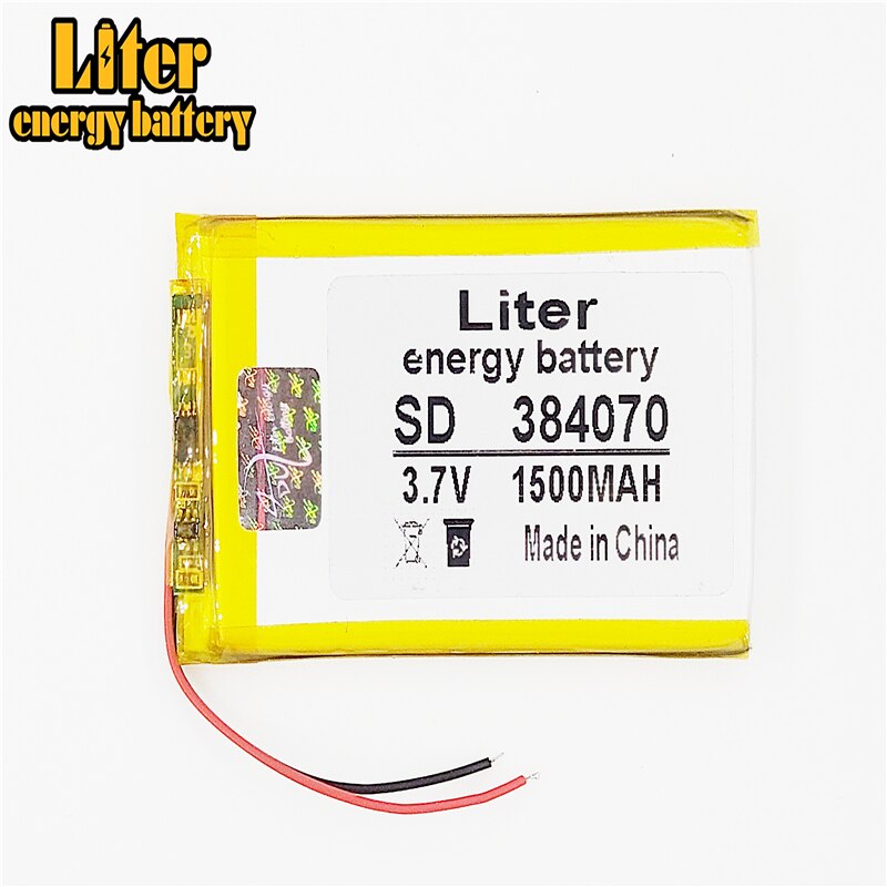 PLIB de 3,7 V,1500mAH, 384070 (batería de iones de litio de polímero/Li-ion) para reloj inteligente, GPS,mp3,mp4, teléfono móvil, altavoz