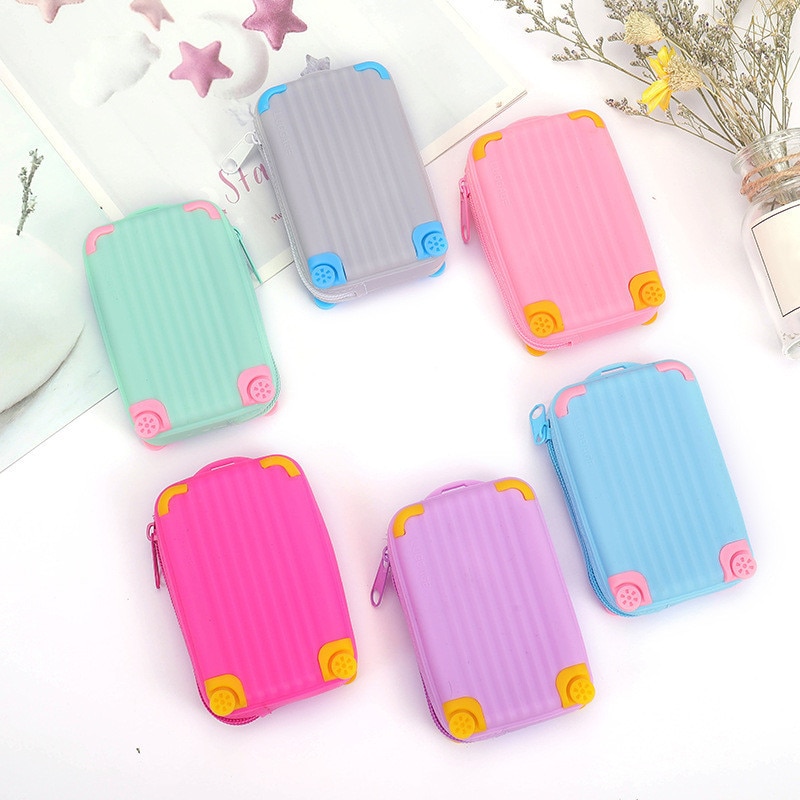 Silicone Large Capacity Coin Purse Children Suitcase Card Bag Waterproof Small Fresh Soft Zipper Storage Bag