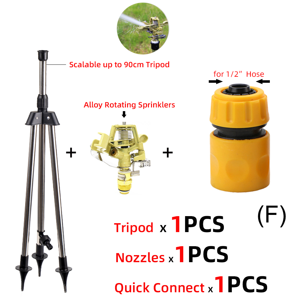 Tripé de aço inoxidável impacto sprinklers kit 360 graus girar bocais pulverizador para 1/2 &quot;mangueira planta agrícola irrigação flor: Fx1Kit