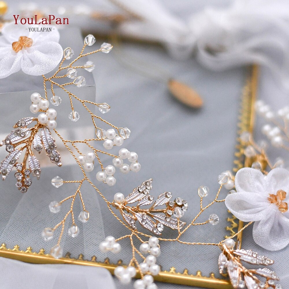 Youlapan HP72 Gouden Bruiloft Haar Wijnstok Bloem Haar Stuk Bruids Haar Wijnstok Bloemen Hoofdbanden Voor Vrouwen Tiara Bruids Haar Sieraden