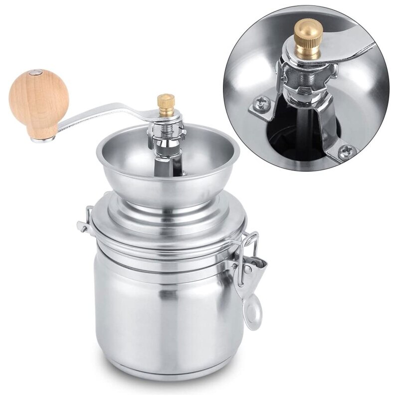 Stainless Steel Coffee Grinder Manual Hand Crank Spice Nuts Herb PortableGrinder