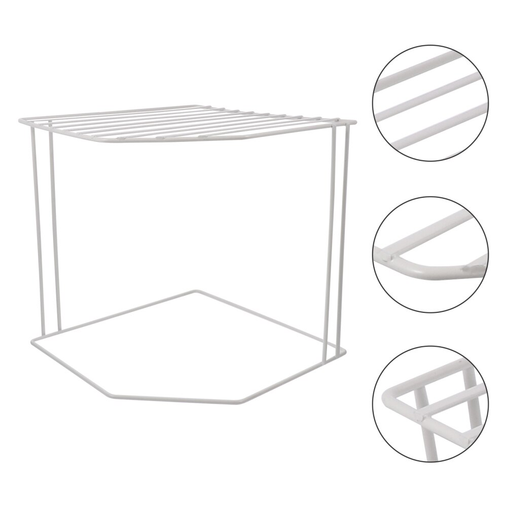 1pc 3 Tier Bathroom Storage Open Shelf Unit Free-Standing Metal Corner Rack: White 2
