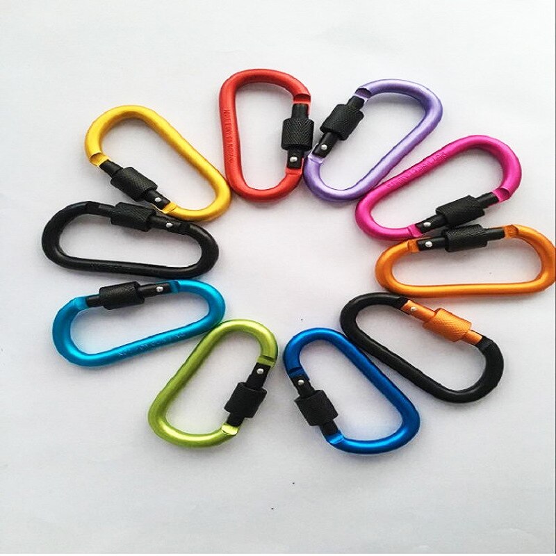 8cm Aluminum Carabiner D-Ring Key Chain Clip Camping Keyring Snap Hook Outdoor Travel Kit