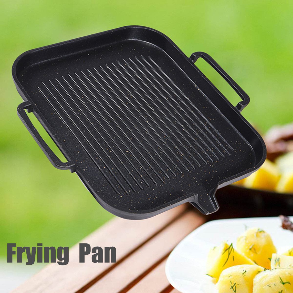 Bbq grill aluminium stek grill pan tallrik non stick beläggning köksredskap induktion kompatibel kök matlagning bbq pan 2-4 personer