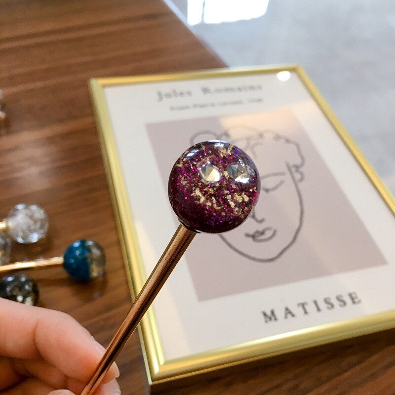 Vrouwen Meisje Glanzende Folie Sterrenhemel Bal Planeet Japan Haar Sticks Handgemaakte Barrette Haarspelden Haar Accessoires Hoofddeksels Sieraden