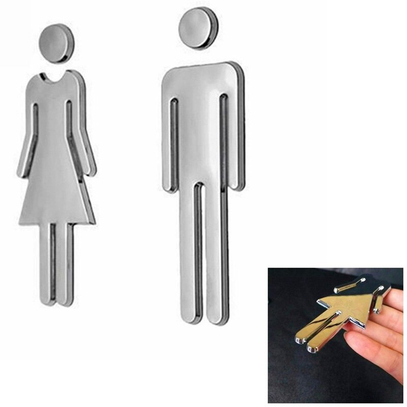 12CM Adhesive Plaque MEN & WOMEN Set Toilet Loo Bathroom Restroom WC Door Sign