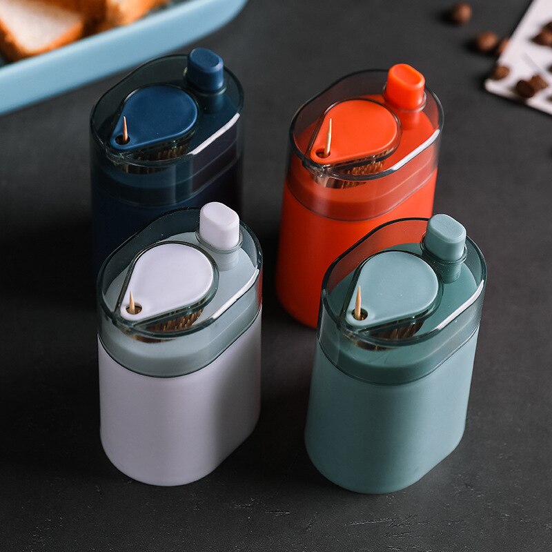 Automatic Pop-up Toothpick Box Holder Container Square Toothpick Dispenser Household Storage Container Touch Toothpick Holders