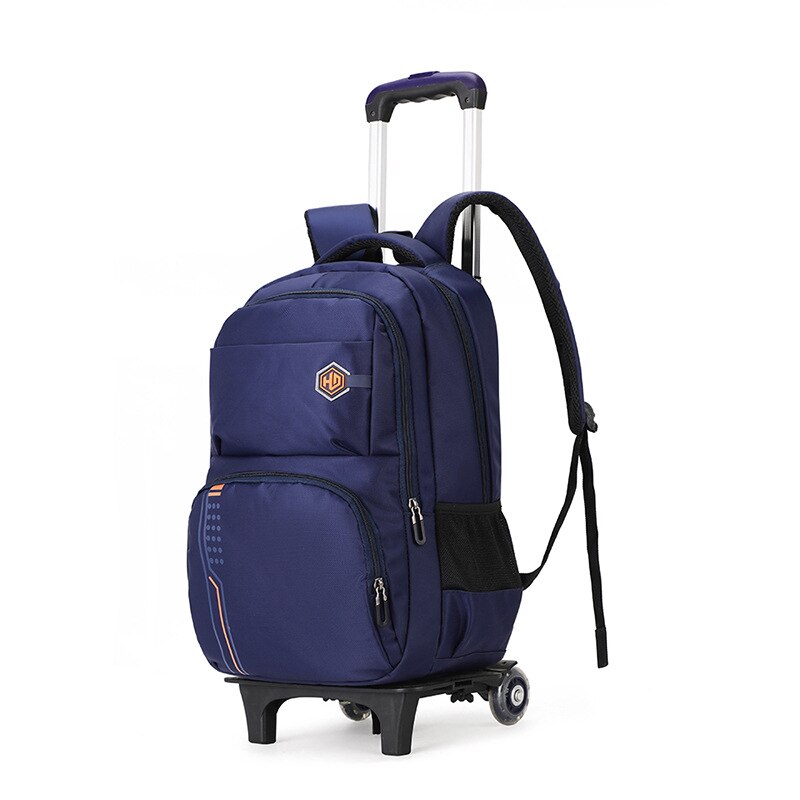 Sacs à dos d'école pour enfants, 2/6/ grandes roues, sac à dos à roulettes amovible, sacs d'école à roulettes, grande capacité, cartable bleu foncé: 2 roues bleu foncé