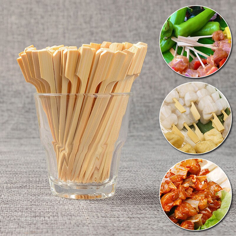 100PCS Barbecue Bamboo Skewers Disposable Bamboo Stick Long Toothpicks Fruit Sandwich Snacks BBQ Tableware Kitchen accessories