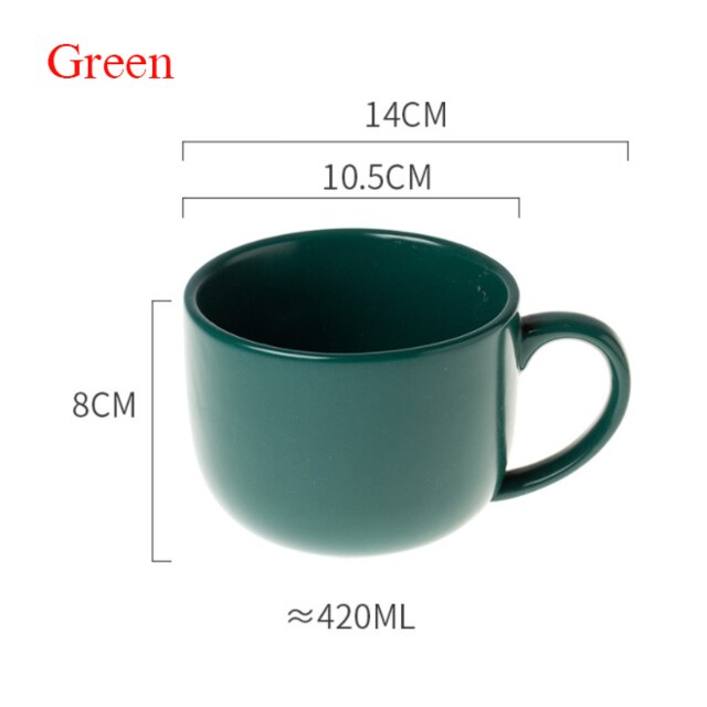 Keramische Nordic Ontbijt Cup Creatieve Havermout Melk Cup Grote Capaciteit Microwavable Grote Buik Mok Drinkware Huishoudelijke: Green