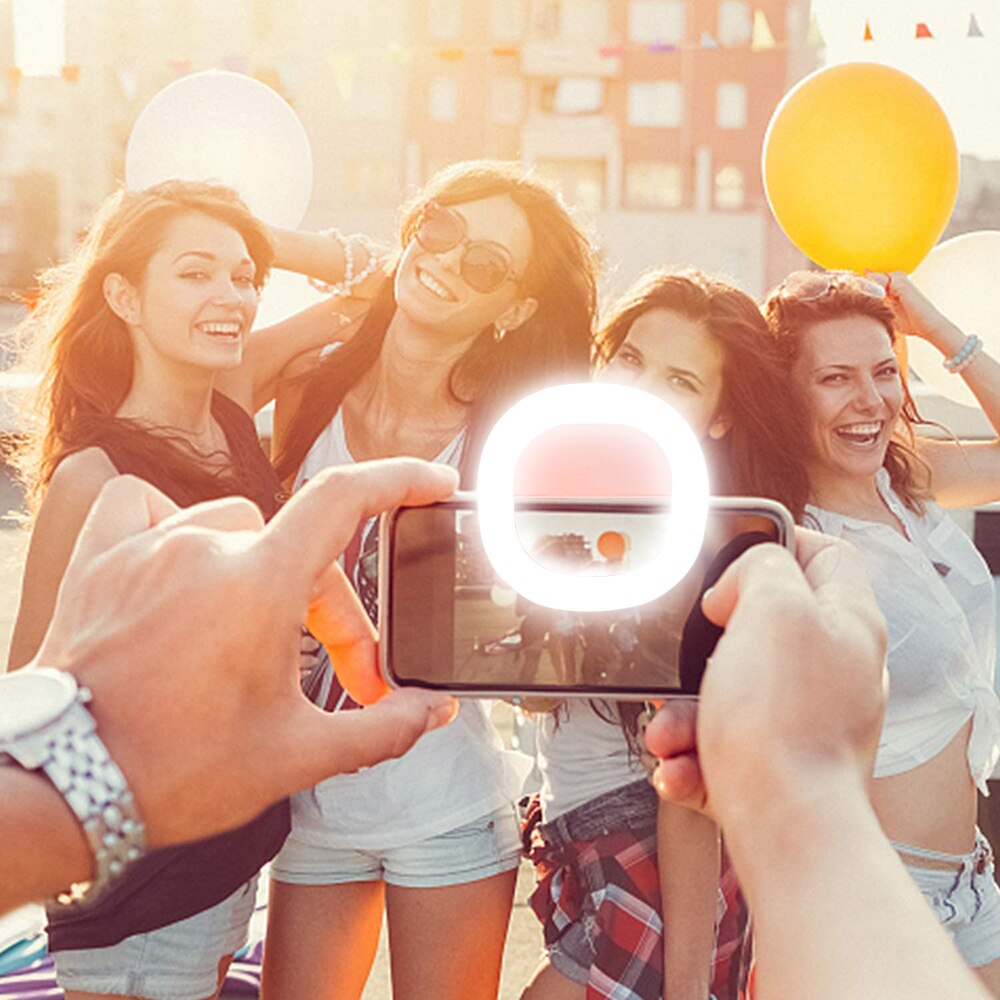 Rovtop Oplaadbare Universele Selfie Led Ring Flash Light Draagbare Mobiele Telefoon Lensleds Selfie Lamp Lichtgevende Ring Clip