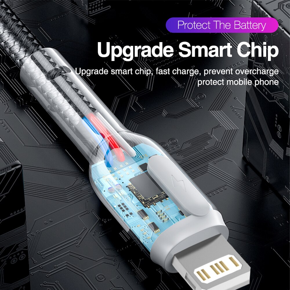 Câble USB tressé en Nylon pour recharge rapide et transfert de données, cordon de chargeur pour iPhone 12 13 11 Pro Max X XR XS 6S 7 8 Plus 1m 2m 3m