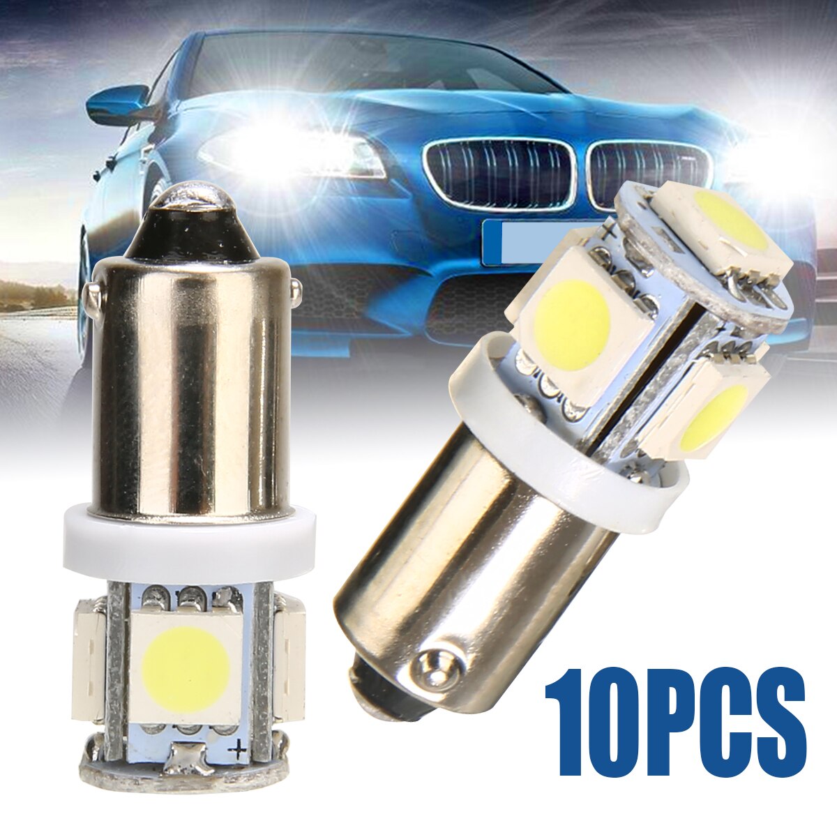 10pcs 12V T11 BA9S 5SMD LEDs Bulb T4W 3886X H6W 363 5050 Super White Car Interior Dome Map Light Signal Lamp