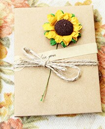 Kraft Paper Envelopes with kraft insert card flower, Wedding Invitations, Teachers' Day Card,Business Card Envelopes 10set/lot: Sunflower / Large size