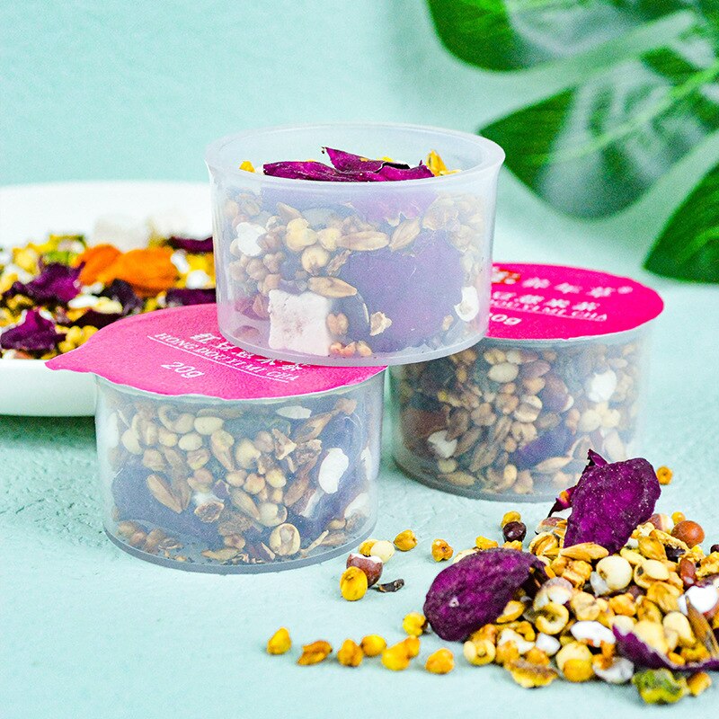 Red bean, semillas de euraju rose, gardenia hojas de morera en maceta pequeña combinación de flores, hierbas