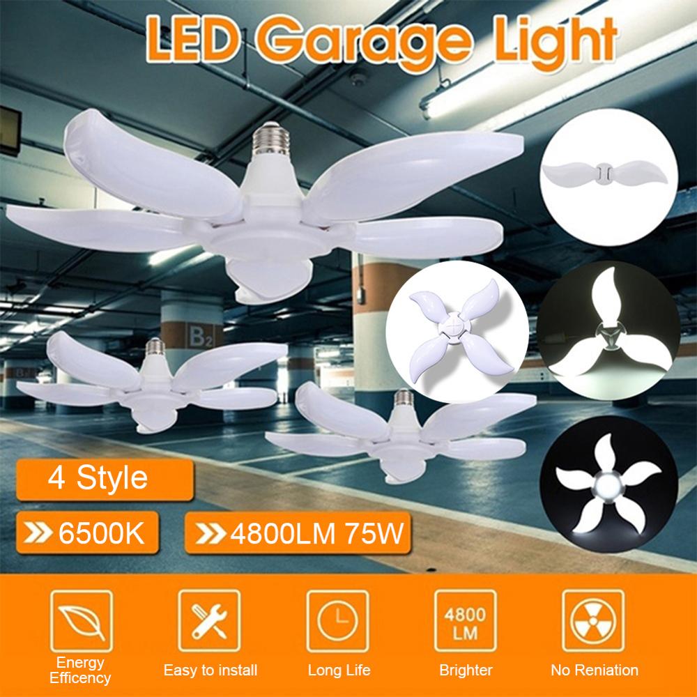 LED Garage Lights 4800lm AC 85-265V Working Lamps Adjustable Trilight Ceiling LED Lamp Folding Panels Warehouse basements Light