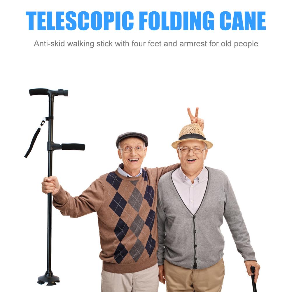 Collapsible Telescopic Folding Cane Elder Cane LED Light Walking Trusty Sticks Elder Crutches for Mothers the Elder Fathers