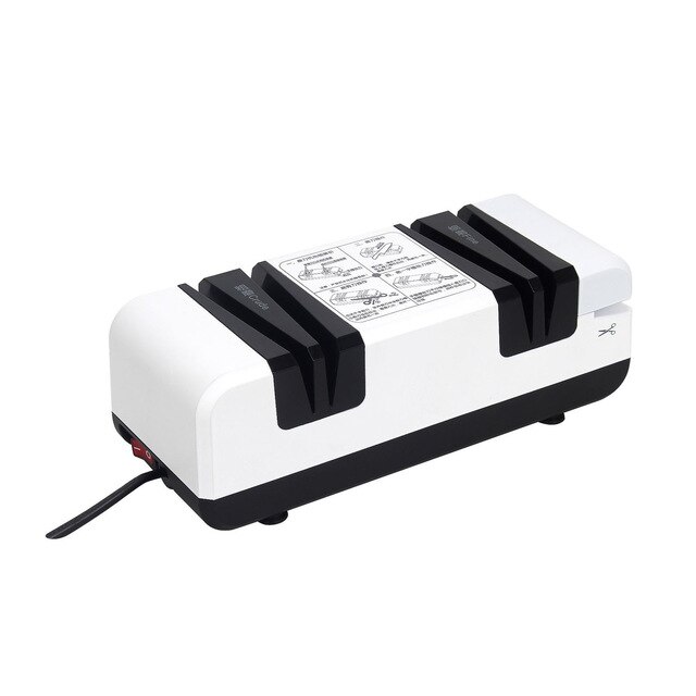 Multifunktions knivsliber elektrisk husholdnings hurtigsliber automatisk knivsliber køkkenkniv slibesten køkkenværktøj: Hvid