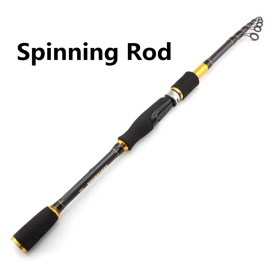 1.8m-2.7m M puissance leurre 7-28g Portable télescopique canne à pêche coulée filature poisson main matériel de pêche canne à pêche: Black Spinning Rod / 1,8 m