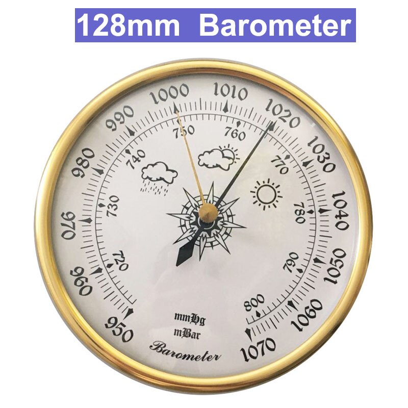 128mm 950 h1070 hpa montado na parede do agregado familiar termômetro higrômetro ar tempo tester instrumento barômetros: Default Title