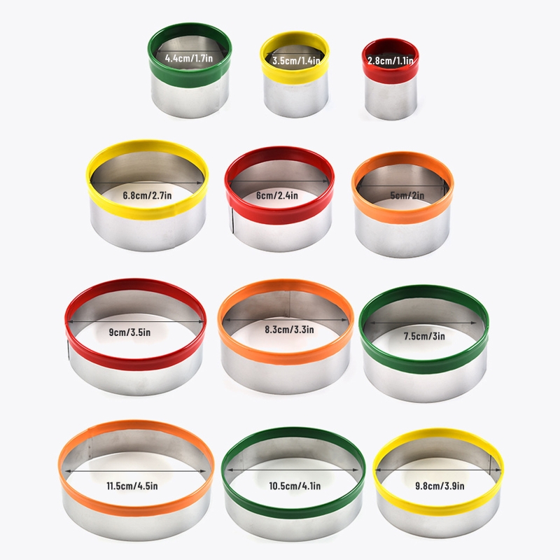 12 Pack Round Cookie Cutter Set Mousse Rings Biscuit Moulds Cookie Molds Biscuit Cutters Stainless Steel Material Gadget