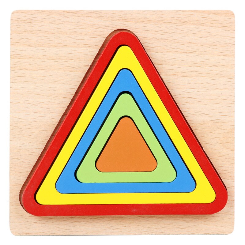 Wooden Puzzle Toys Geometry Color Cognitive Toys Kindergarten Montessori Early Educational Toy Baby Busyboard Jigsaw toy: Triangle