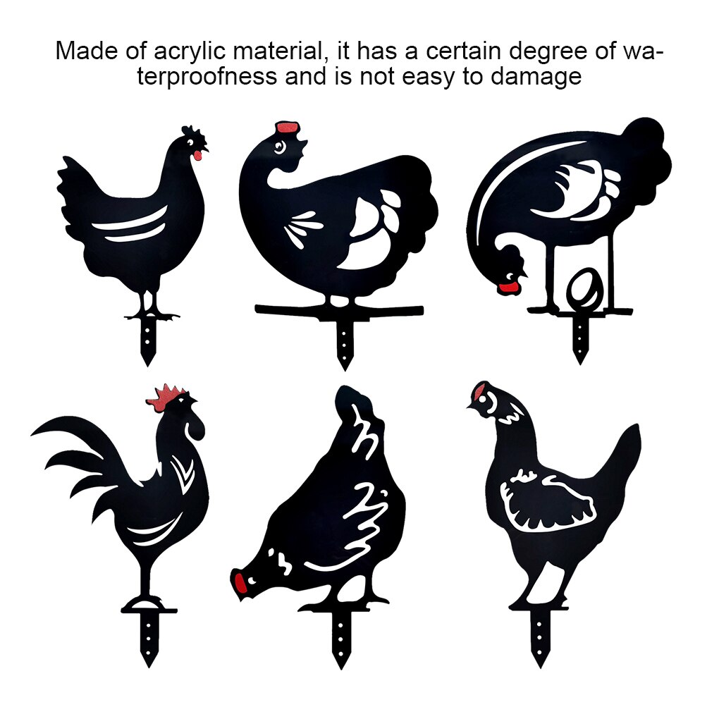 Garden Stake Chicken Shape Acrylic Yard Art Stake Waterproof Hollow Decoration Prop: 4