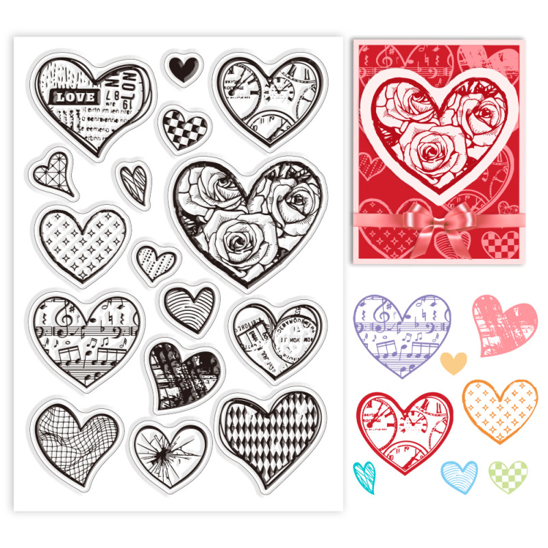 1PC Gear Background Clear Stamps Gear Decorative Clear Stamps Silicone Clear Stamps for Card Making Clear Silicone Seal Stamps: light pink