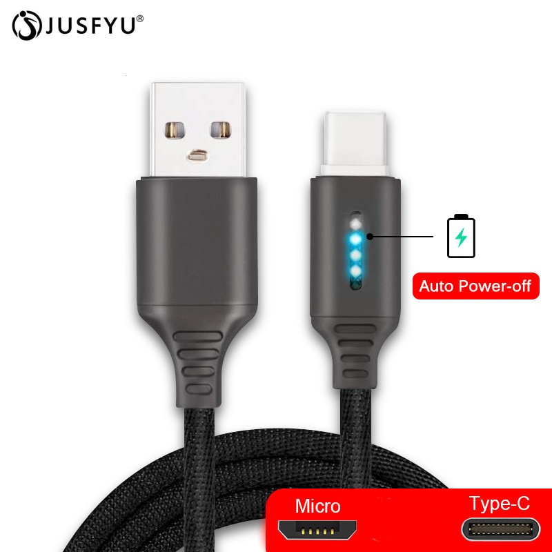 Clever Energie aus 2,4 EINE Ladung Datenkabel Für Samsung iPhone Huawei Auto Energie-aus Schutz Kabel Mit LED für Mikro USB Typ C