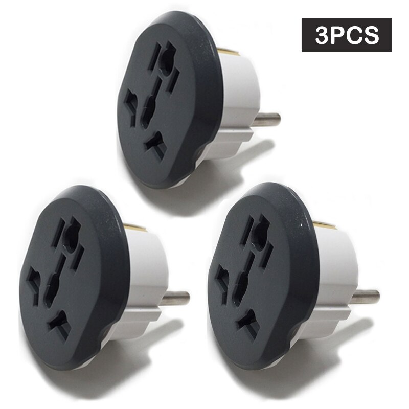 Auktion eu adapter 16a elektriske stik us uk au til eu stik universal strømskinne stik konverter euro  ac 220v til hjemrejse: 3 stk sort