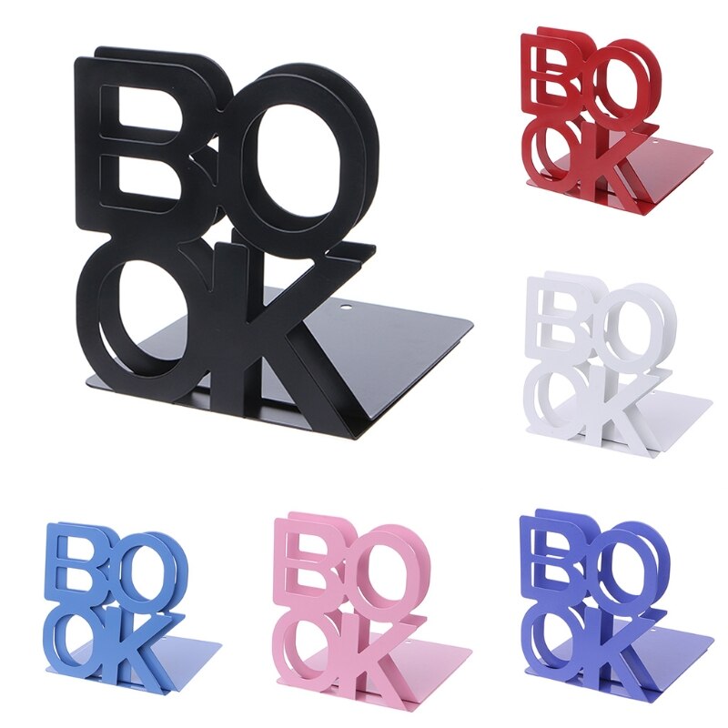 2pcs/pair BOOK Alphabet Shaped Metal Bookends Metal Mesh Desk Organizer Desktop Office Home Book Holder Bookends